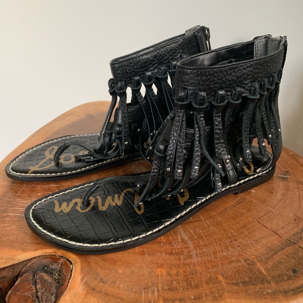 Sam Edelman black fringe sandals